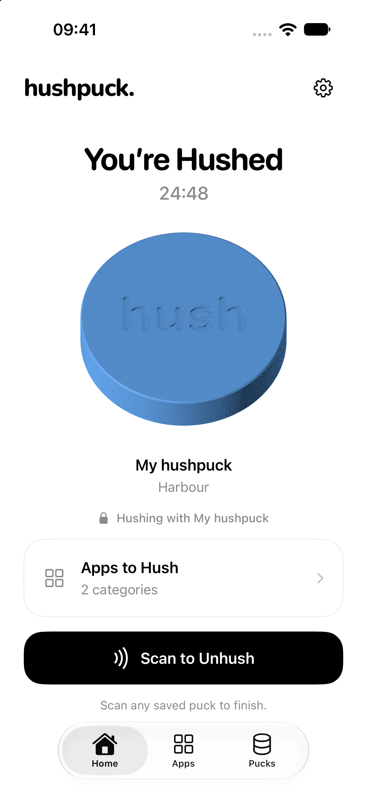 Real Hushpuck Hushed screen with Scan to Unhush