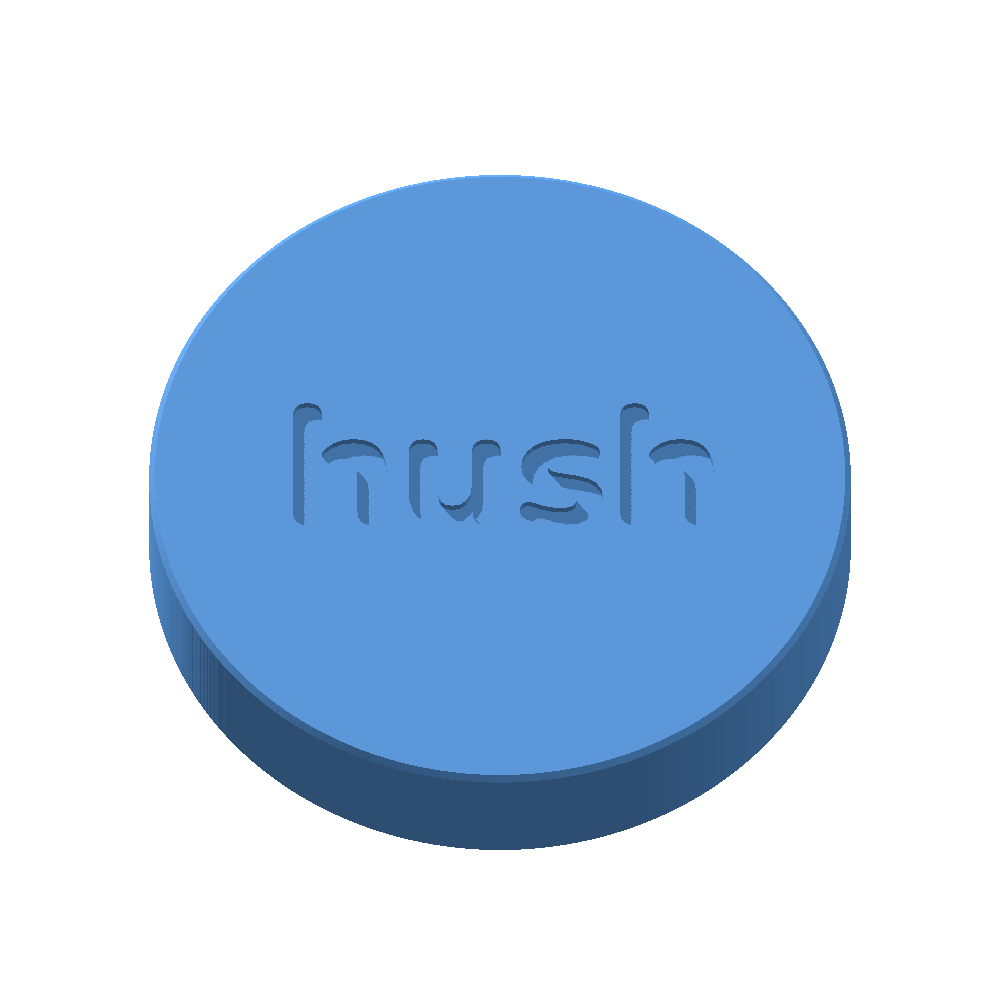 Harbour blue 40 mm hushpuck with inset hush lettering